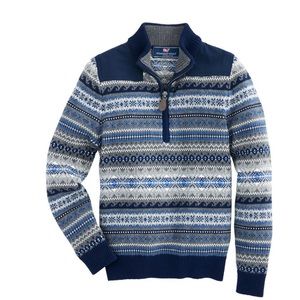 Vineyard Vines Sweater Shep FairIsle Quarter Zip Pullover Boys Medium 12-14